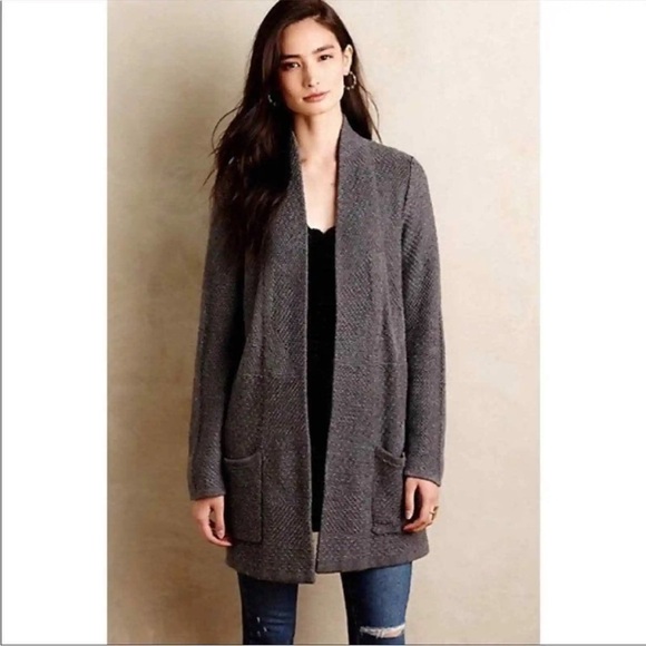 Anthropologie Sweaters - Anthropologie Angel of the North Vielle Chunky Knit Gray Cotton Blend Cardigan M